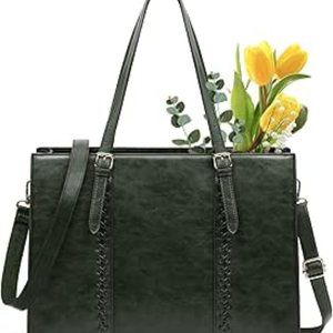 Rainsmore Leather Green Laptop Bag